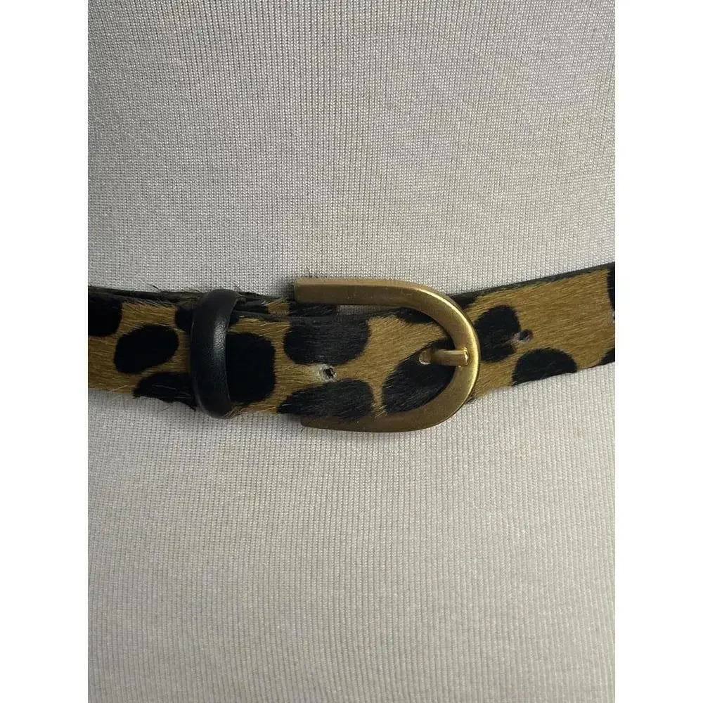 Vintage Casual Corner classic mob wife calf-hair leopard print belt Size Small